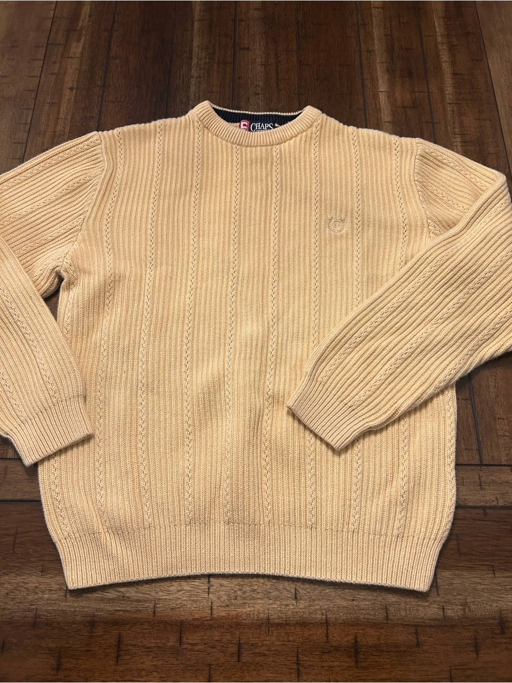Chaps Men’s Butter Yellow Cable Knit Crewneck Sweater size M